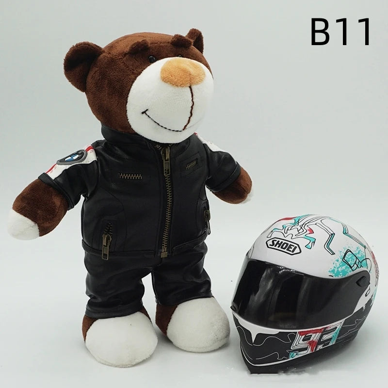 Kawaii helmet and teddy bear motorcycle decorations cute anime filled soft plush toys as gifts for friends during holidays