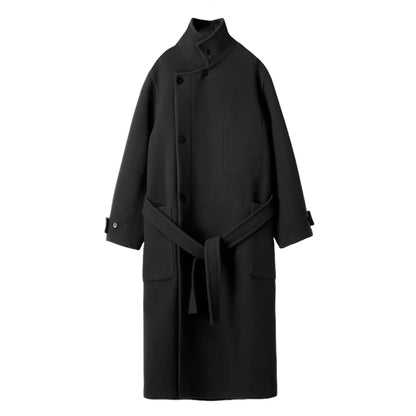 Mauroicardi Autumn Winter Oversized Long Thick Soft Warm Black Wool Blends Coat Men Luxury Designer Clothes Woolen Overcoat 2024