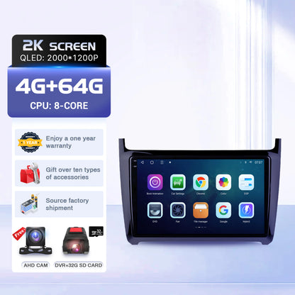 9" Car Radio For Volkswagen Polo 5 Sedan 2008-2020 Android 16 Wireless BT Carplay Multimedia Navigation Touch 2K QLED Screen