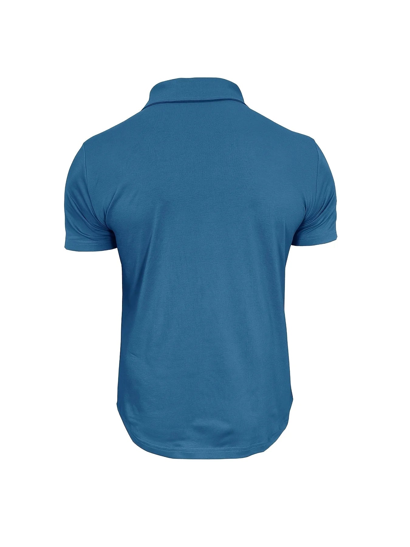 Summer Men's Short-Sleeve Polo Shirt Casual Solid Color Turn-Down Collar T-Shirt Pullover Top Henley Shirt with Pockets