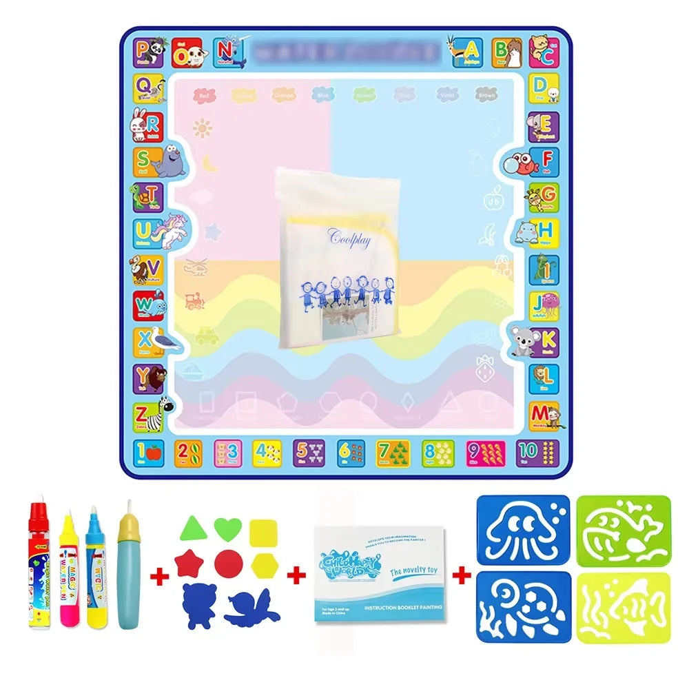 100x80CM Magic Water Drawing Mat Coloring Doodle With Reusable Magic Pens Montessori Painting Board Educational Toys Kids Gifts