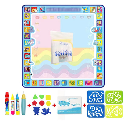 100x80CM Magic Water Drawing Mat Coloring Doodle With Reusable Magic Pens Montessori Painting Board Educational Toys Kids Gifts