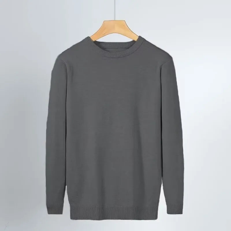 Sweater men's round neck solid color inner layer base sweater new 2025 autumn warm top sweater knitwear multi color selection