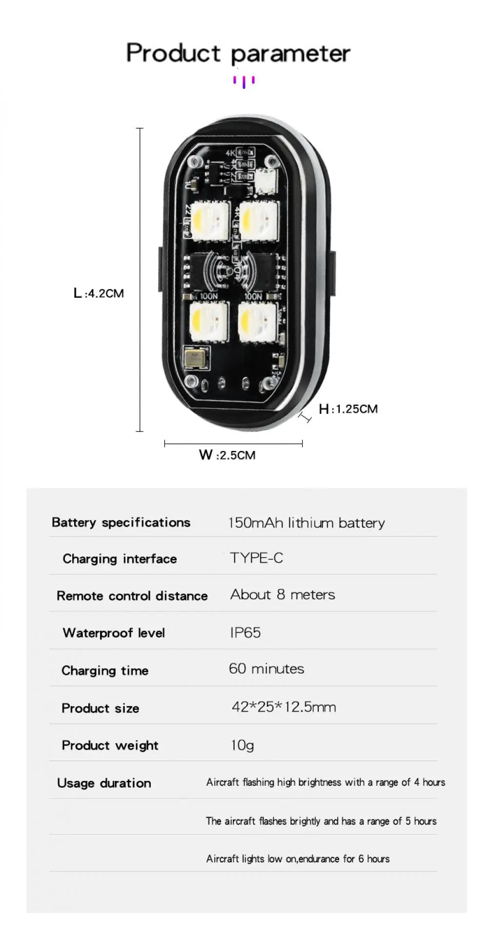 Rechargeable Wireless Light Aircraft Airplane Helicopter Warning Lights RGB Led Motorcycle Strobe lights LED Flash Light