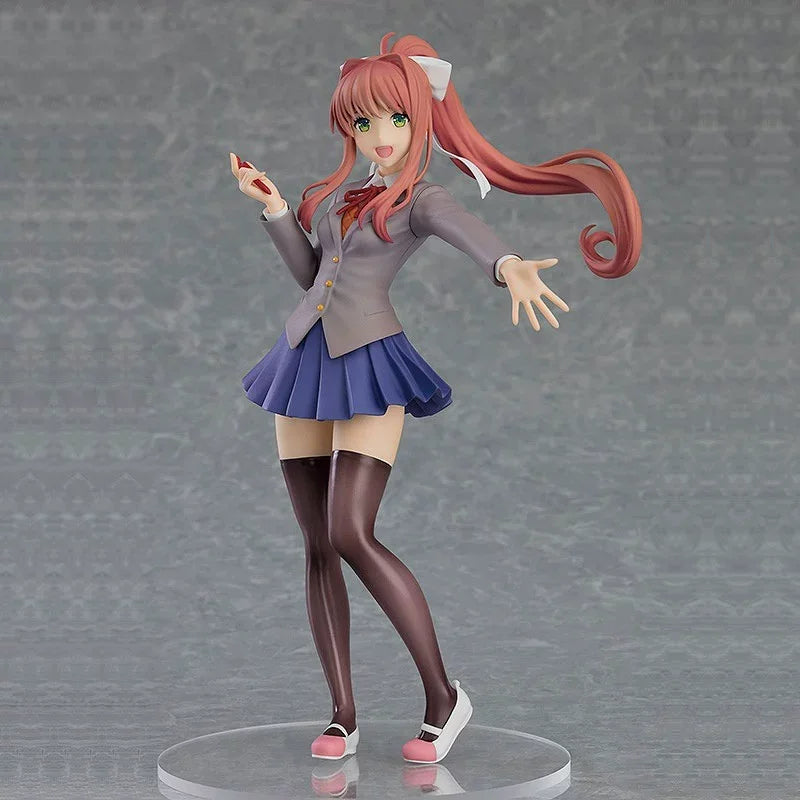 18cm Beautiful Girl  Literature Club Figurine Decoration Monica School Uniform Standing Pose Anime Model Decora Birthday Gift