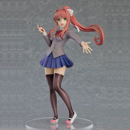 18cm Beautiful Girl  Literature Club Figurine Decoration Monica School Uniform Standing Pose Anime Model Decora Birthday Gift