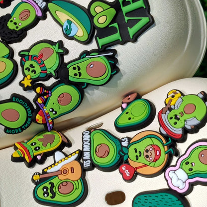 New 1-100pcs Cartoon Fruit Avocado Mom Love Guitar PVC Shoe Charms Accessories Hole Slippers Decorations Kids Birthday Present
