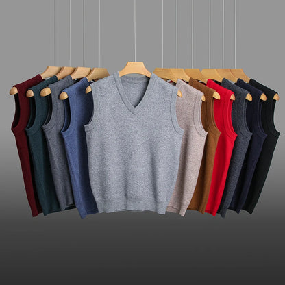 Top Grade Anti-Pilling Thick New Autum Winter Fashion Brand V Neck Business Casual Men Knit Pullover Sweater Vest Sleeveless