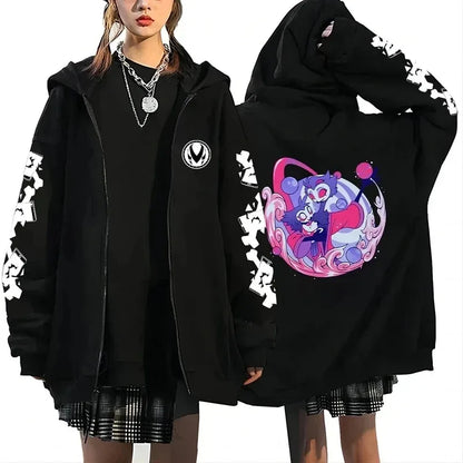 Trendy Anime Hooded Cardigan Unisex Harajuku Style Casual Fashion Long Sleeve Jacket Autumn Winter Fleece Zipper Sweatshirt