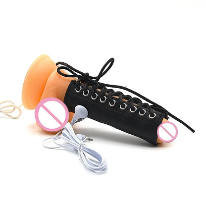 Electric Shock Bdsm Cock Sheath Ball Stretcher Host Cable E-stim Penis Ring Electro Sex Toy for Men Glans Testicle Loops Massage