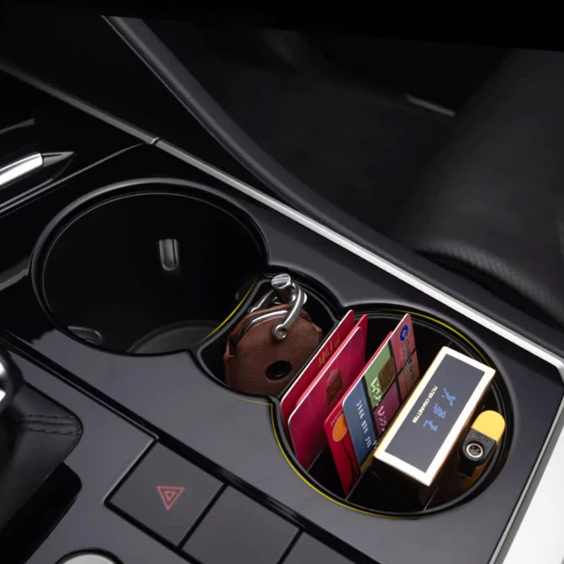 Car Center Cosole Water Cup Holder Armrest Storage Box for VW Touareg Interior Accessories 2019 2020 2021 2022 2023 2024