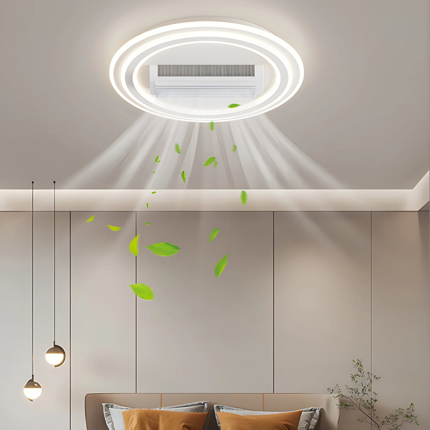 Modern Bladeless Ceiling Fan Light 6 Speed Dimmable LED Invisible Fan Lamp Living Room Bedroom Kids Room Chandelier Home Decor