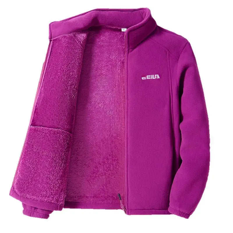 Women Jacket Zipper Sweatshirt Wool Lining Warm Coat Polar Fleece Stand Up Hoodie for Sports Leisure Clothes for Women Black Top