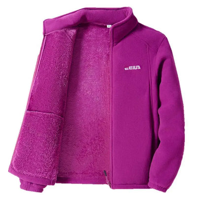 Women Jacket Zipper Sweatshirt Wool Lining Warm Coat Polar Fleece Stand Up Hoodie for Sports Leisure Clothes for Women Black Top