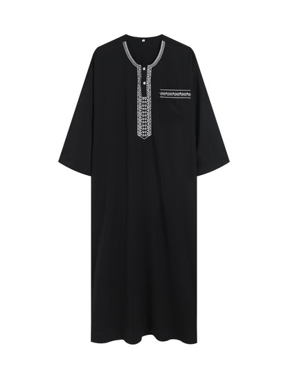 Arab men's short sleeve book printed robe Long Muslim robe Islamic Kamiz Thobe oversized clothing
