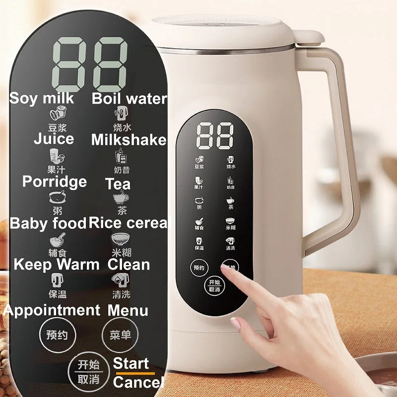 1800ml Soy Milk Machine 18h Appointment Filter-free Wall Breaking Machine Mixer Portable Electric Juicer Cup Multifunctional