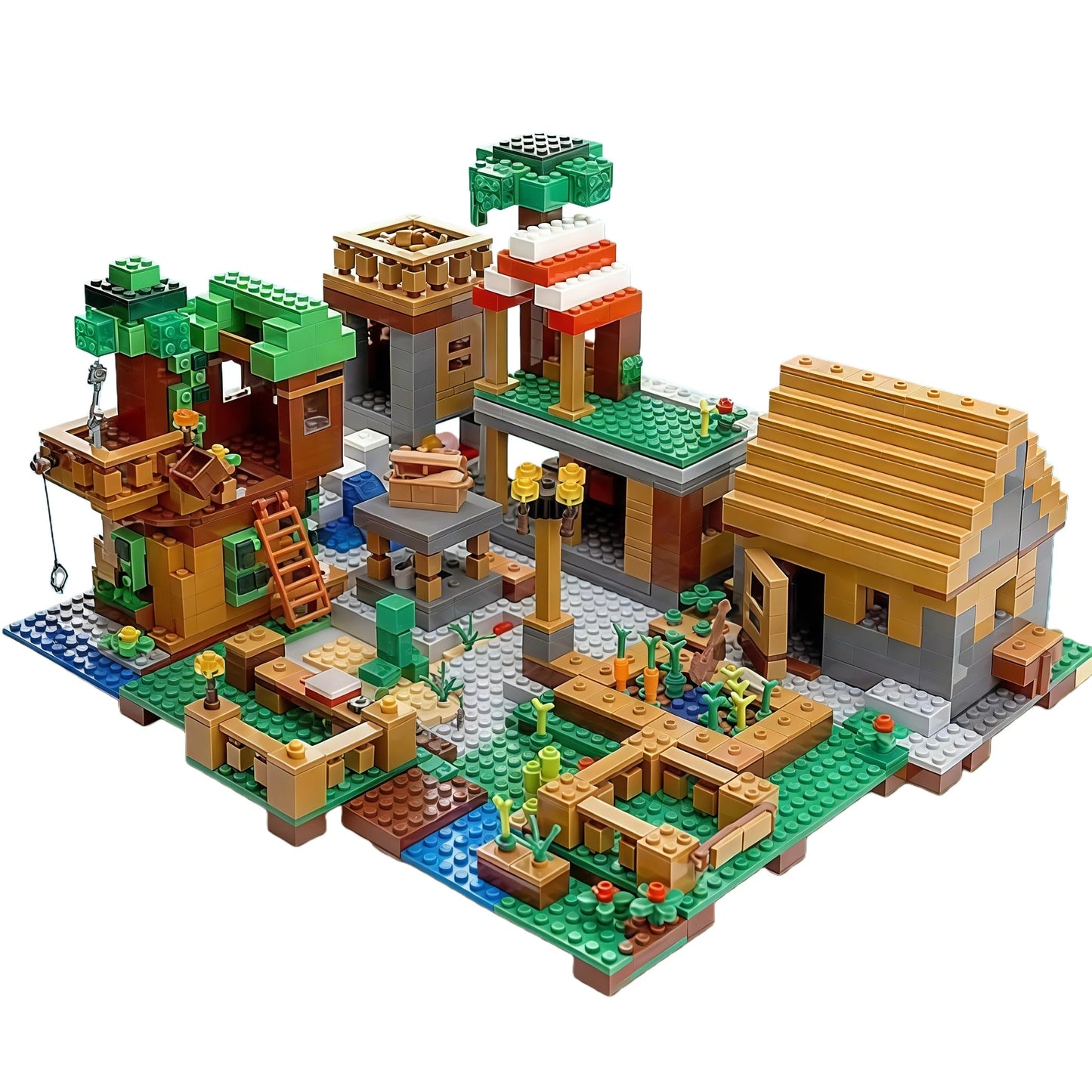 Luxury 6-in-1 Large Village Stacking Block Set with Tree House | Premium Design | Gift & Collection