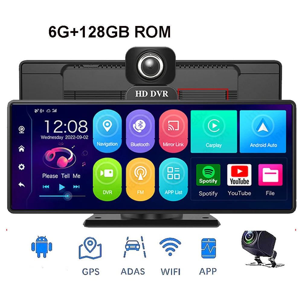 10.26 inch Car GPS Navigation Z80P Android 10 ADAS 4G Dash Camera Recorder 4G+64G ROM WiFi BT Dual Lens Dash Cam Video Camera