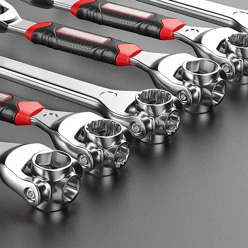 52 in 1 Tools Socket Works Universal Ratchet Spline Bolts Sleeve Rotation Hand Tools 360 Degree Multipurpose Tiger Wrench Tools