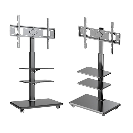 Rolling TV Stand Mobile TV Cart on Wheels for 32-65 Inch Flat Screen TVs Tall TV Floor Stand with Swivel Mount Corner TV Stands