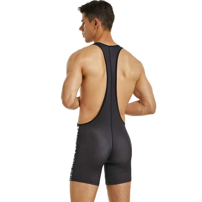 Men's one-piece shapewear, solid color one-piece vest, high elasticity weightlifting suit, tight fitting sports and fitness