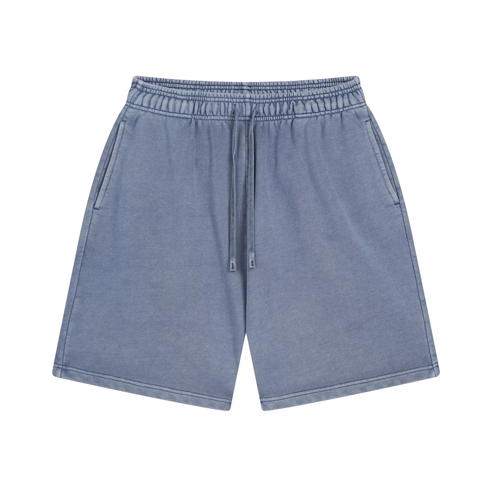 ZODF Fashion Summer Men 420gsm Washed Cotton Shorts Retro Unisex High Street Terry Knee Length Short Pants Streetwears HY0845