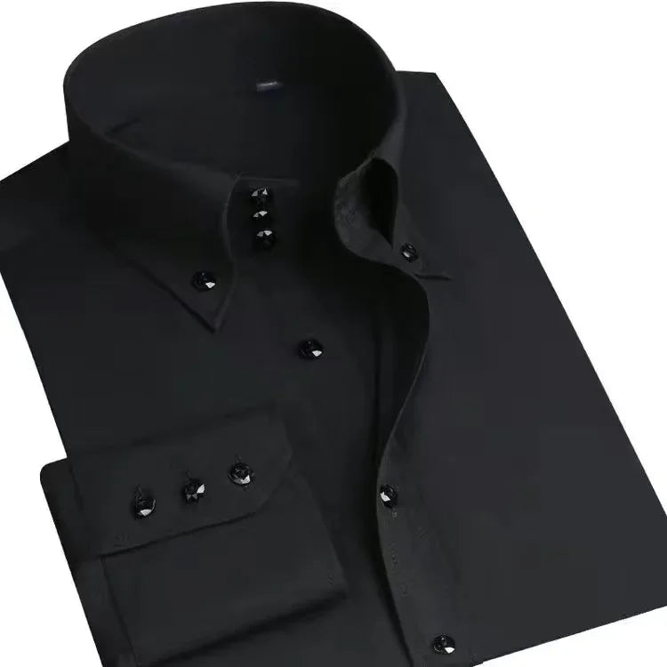 Men Designer Dress Shirt Button-down Collar Korean Fashion Male Formal Business Slim Fit Casual Long Sleeve White Shirts Autumn