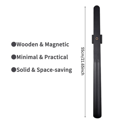Premium Beech Wood 55cm Long Handle Shoe Horn - Magnetic Base No-Bend Shoe Helper for Elderly, Pregnant Women & Lazy Adults