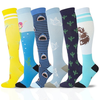 3/5/6 Pairs Compression Socks Exercise Mountaineering Running Sports Socks Elastic Medical Blood Circulation Swelling Nurse Sock
