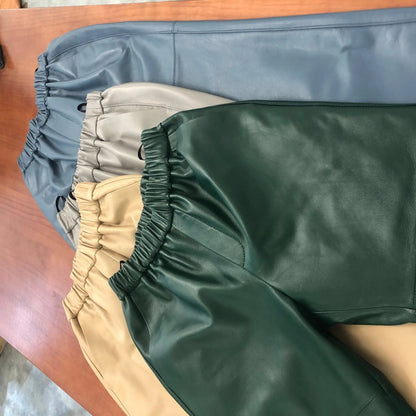 Genuine Leather Harem Pants Women Real Sheepskin Trousers High Elastic Waist 2026 New Streetwear Plus Size Pants Y2k Fashion