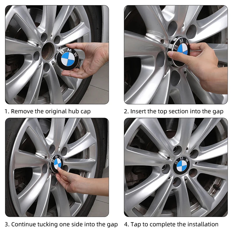 4pcs 68mm Car Wheel Center Hub Cap Badge Emblem Decal Wheel Sticker For BMW E36 E39 E46 E60 E90 E90