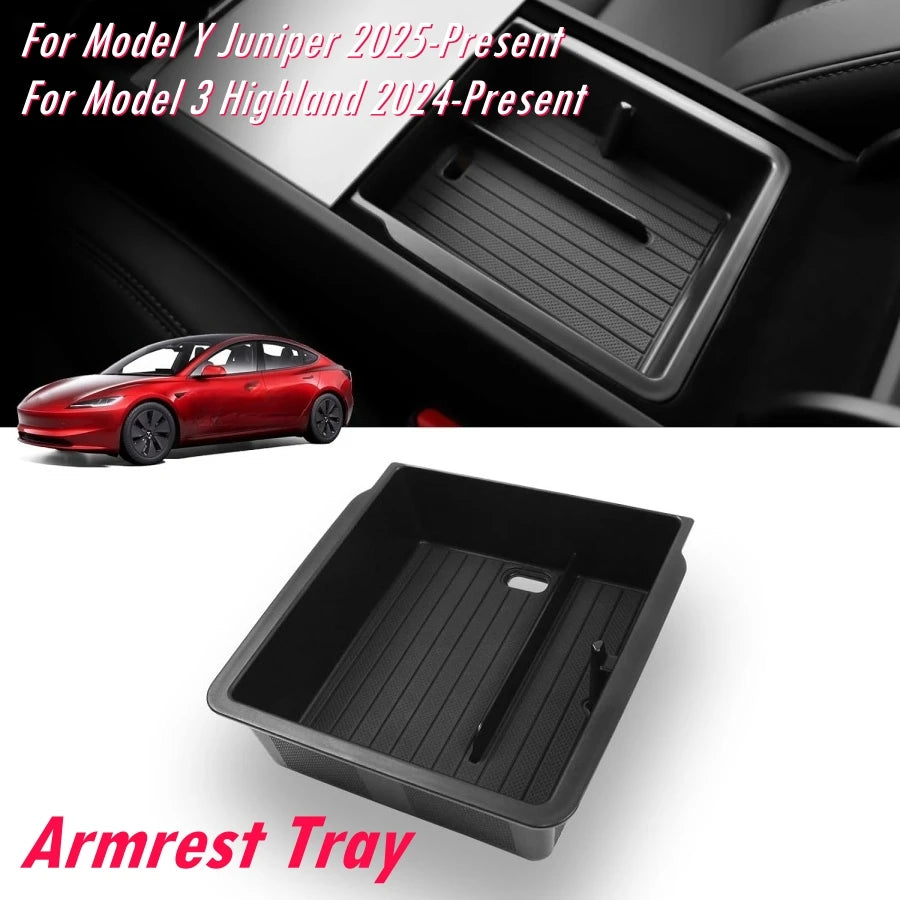 For Tesla Model Y 2025 2026 Center Console Organzier Tray Model 3 Highland 24-26 Armrest Box Hidden Storage Box Cup Holder