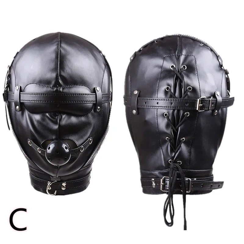 Head Mask BDSM Hood Restraint Strap Erotic Sex Toys For Woman Couples Bondage Set Mouth Gag Ball Slave Adult Game Sex Products