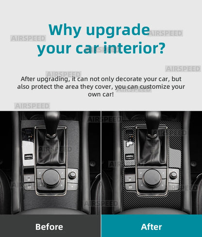 For Mazda 3 Axela BP 2019 2020 2021 2022 2023 2024 2025 Real Soft Carbon Fiber Sticker Automatic AT Car Gear Shift Panel Trim