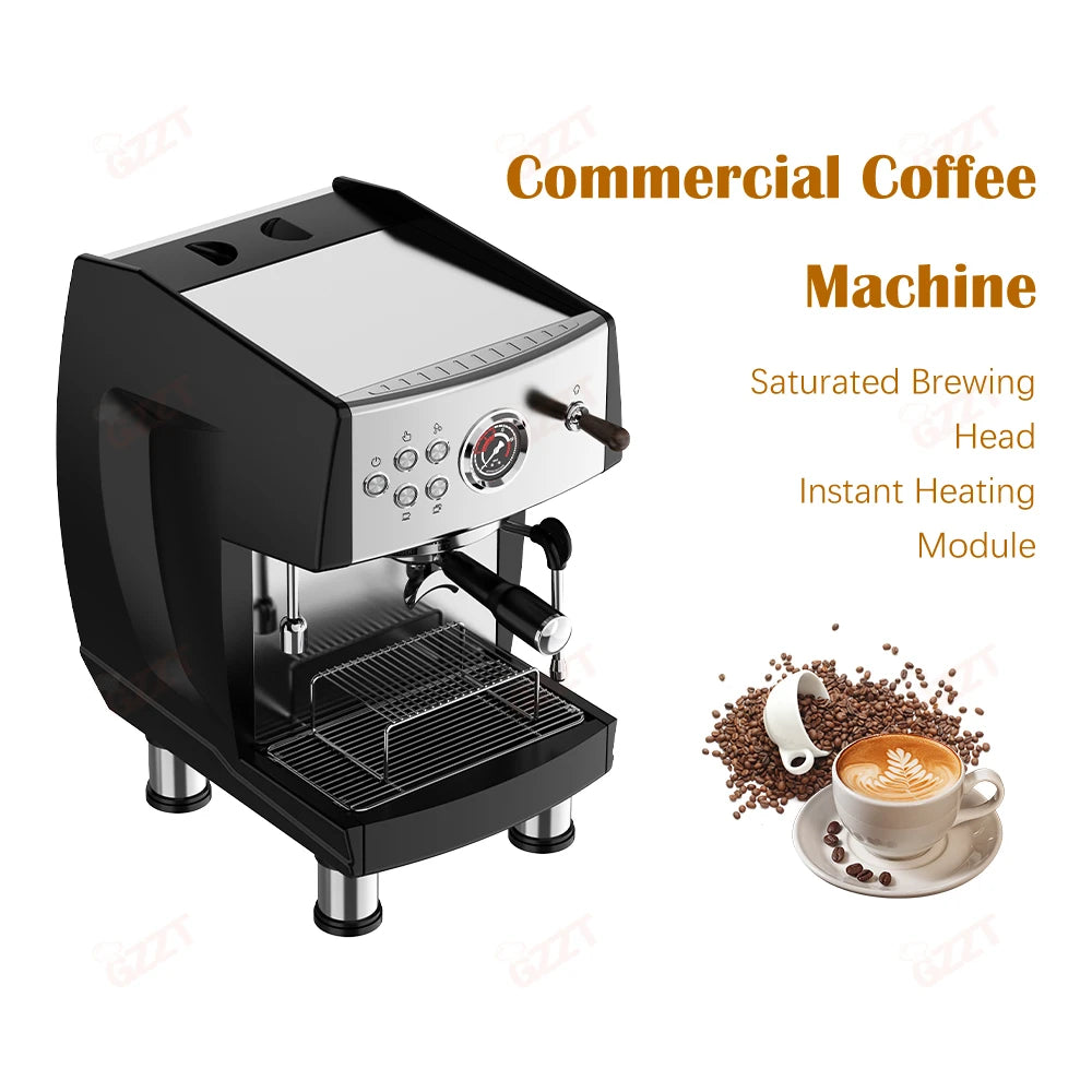GZZT CM808 9Bar Commercial Semi-automatic Coffee Machine ULKA Pump 3 Boilers PID Temperature Control Espresso Coffee Tea Makers