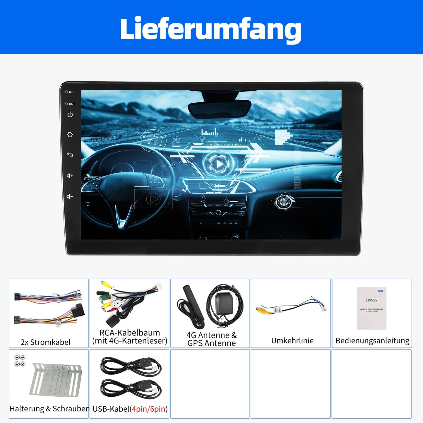 ESSGOO 7 9 10" Car Radio Android Auto Carplay Car Stereo Multimedia Player Universal WIFI GPS Autoradio Car Intelligent Systems