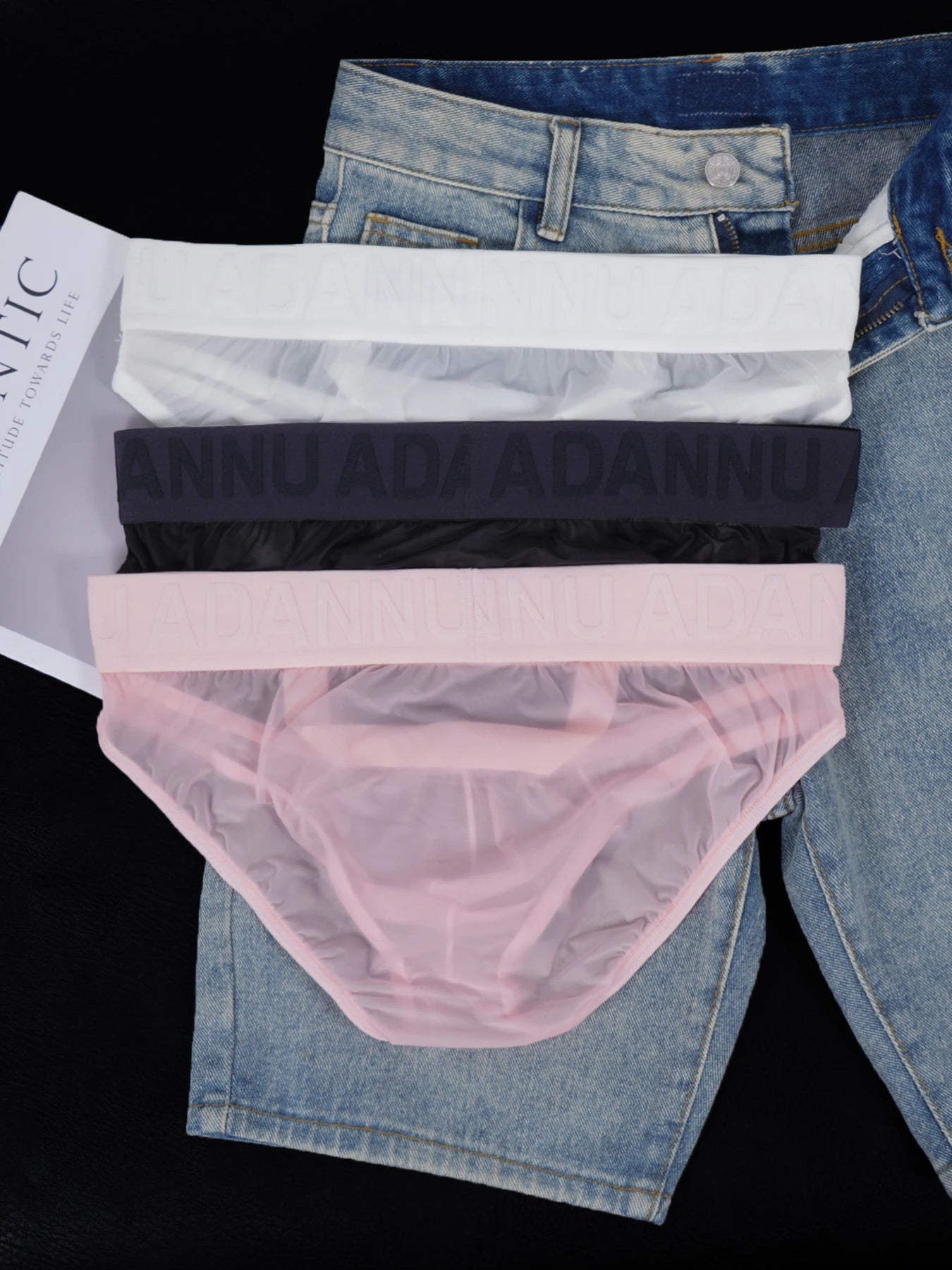 Men's Sexy See-Through Pouch Mini Tight Briefs Unique Crotch Cutout Ice Silk Cooling Underwear