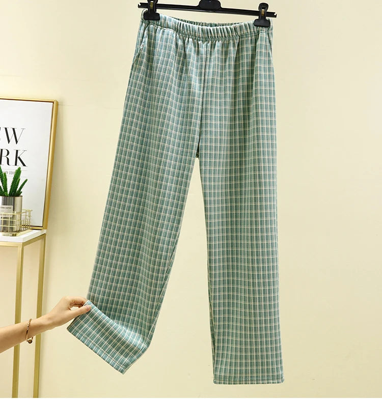 Men's Casual Dervo Home Pants Autumn Winter Plaid Spwear Large Size Comfortable All-Match Long Trousers for Daily Wear