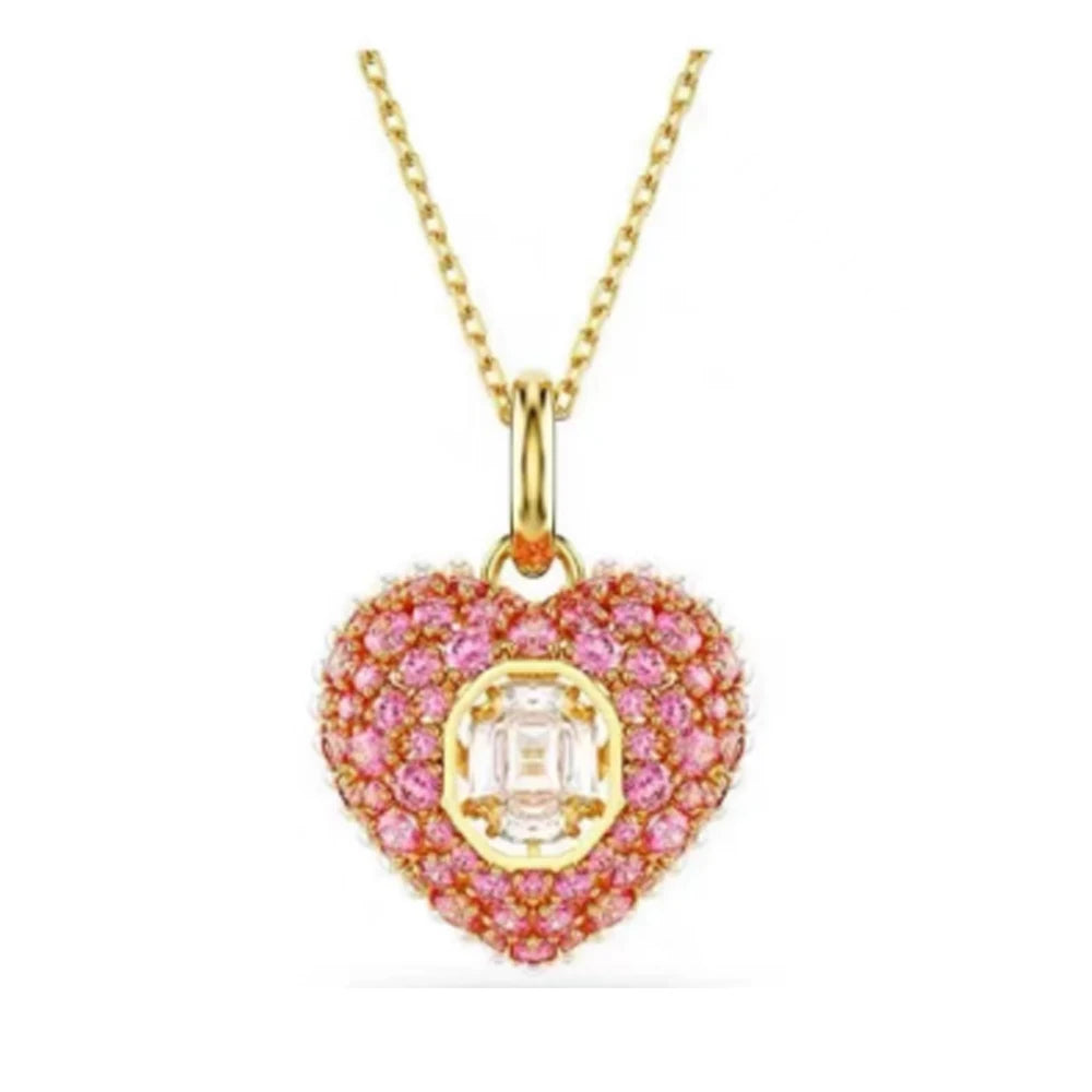 New Swa Concealed Pink Heart shaped Romantic Pendant Kirin Fashion High end Moon Versatile Accessory Necklace