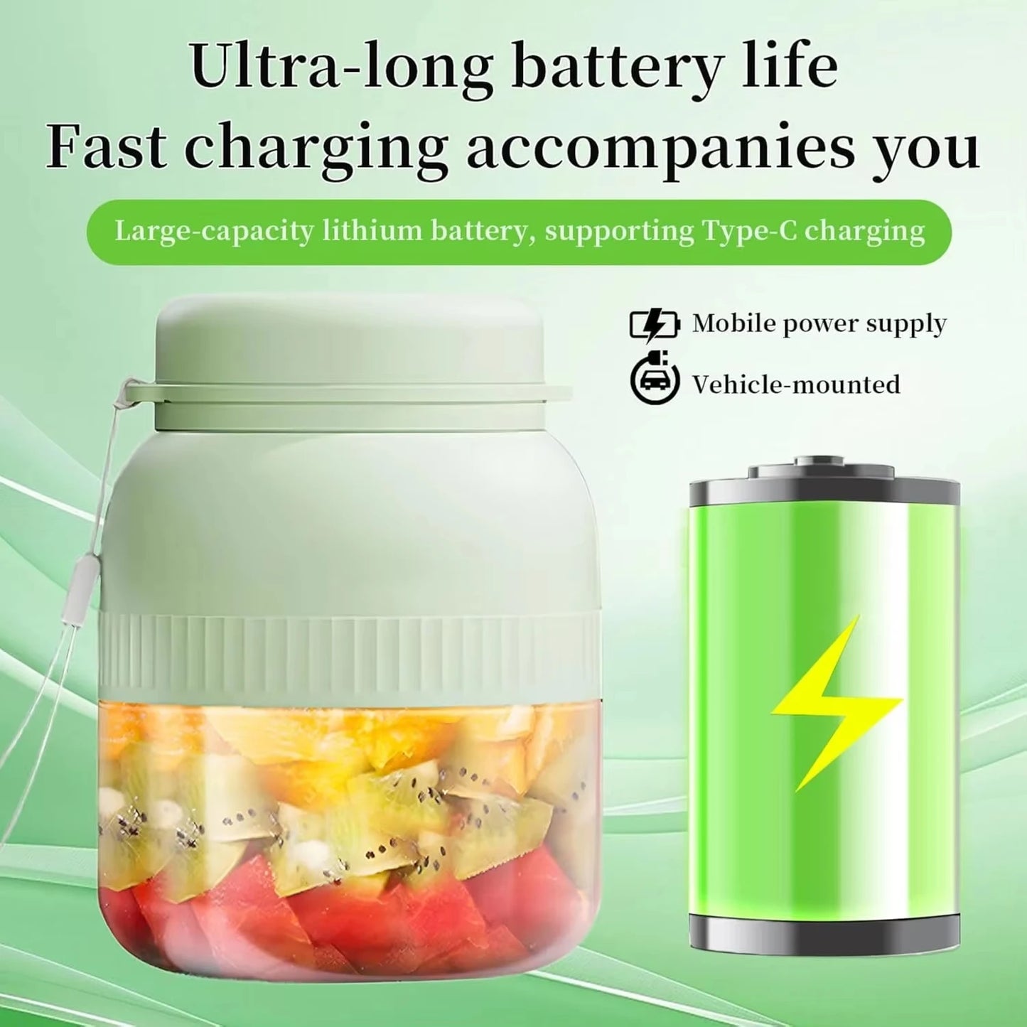 1 electric juicer, fruit and vegetable machine, 800ml rechargeable portable milkshake machine, household outdoor juicer