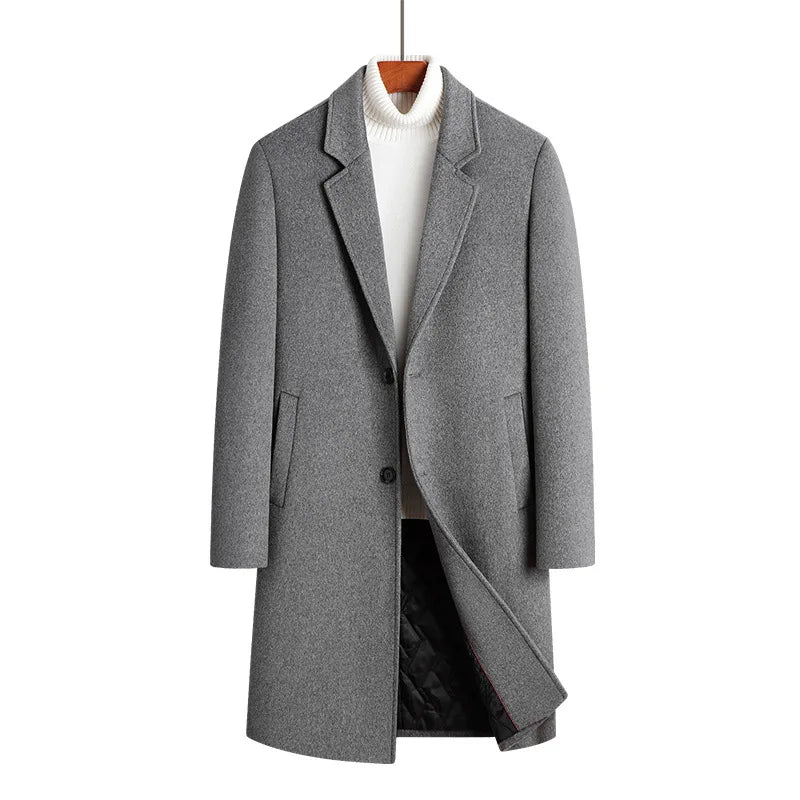 Long Jacket Men Clothing Men's Autumn Trench Coat Warm Woolen Overcoat Male Winter Men's Wear Woollen Coat Male Warm Mens New