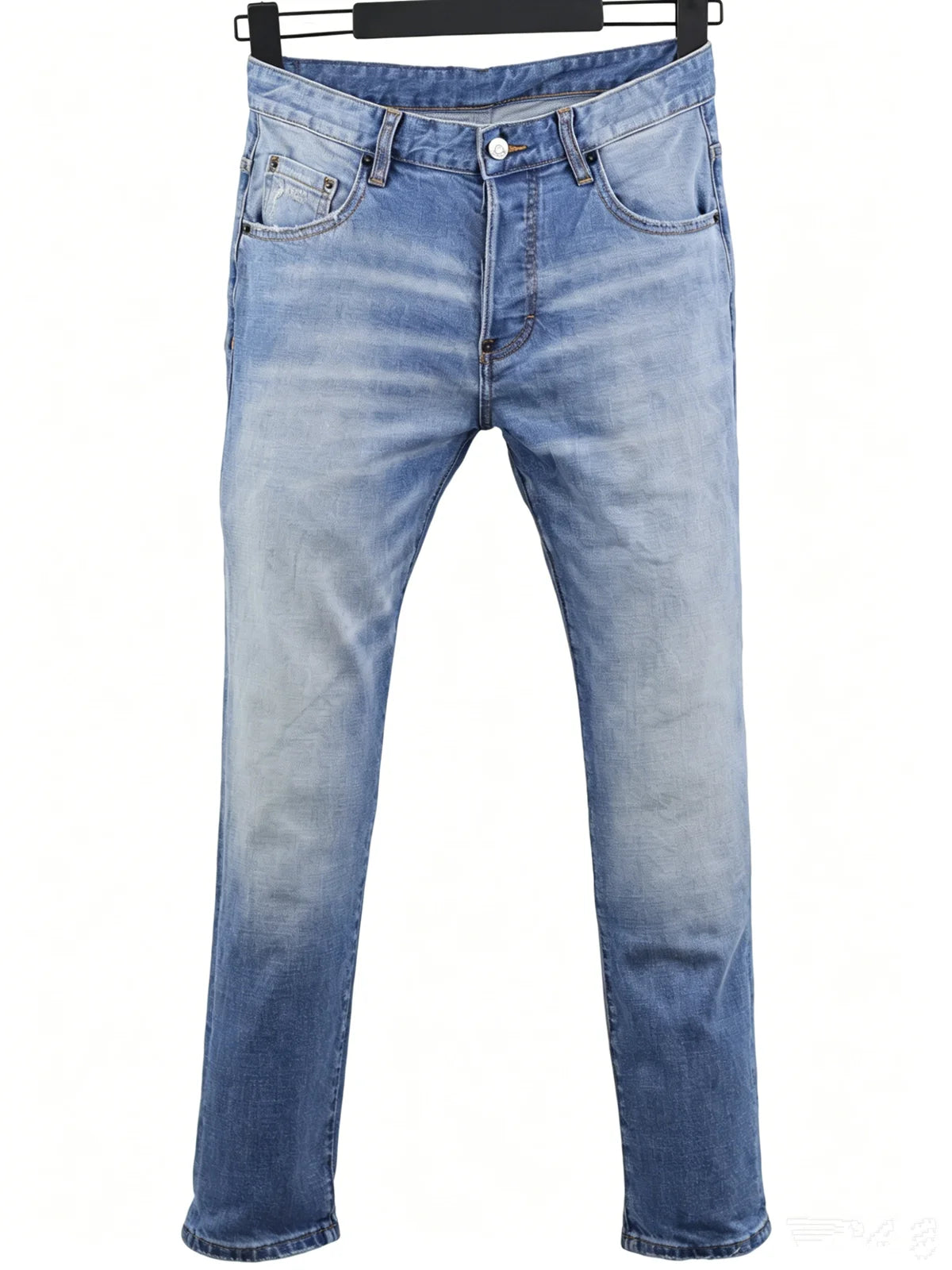 6058 Four Seasons New Men's Wash Grinding Hole Patch Paint Splash Ink Micro-bullet Leg Grey Jeans for Men