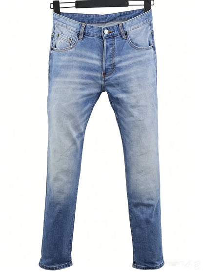 6058 Four Seasons New Men's Wash Grinding Hole Patch Paint Splash Ink Micro-bullet Leg Grey Jeans for Men