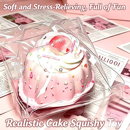 Cream Strawberry Big Pudding Silicone Stress Relief Toy, Slow Rebound Cute Squishy, Stress Reliever for Students