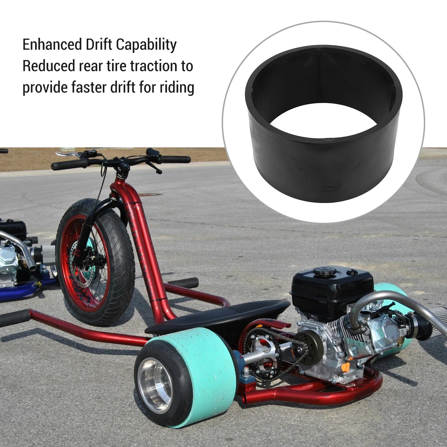 Go Kart Tire Sleeve Less Traction Go Kart Plastic Tire Sleeve 11x7.10-5 Easy Installation 12mm Thick for Drifting Scooter