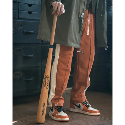 Non Stock 80s Old School Style Two-Tone Sweatpants Mens Cotton Jogging Trousers Streetwear Tracksuits