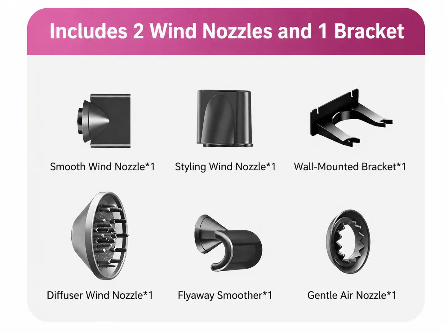 High Speed Hair Dryer 40M Negative Ions Constant Temp Fast Drying Low Noise Professional Salon Blow Dryer with Nozzles