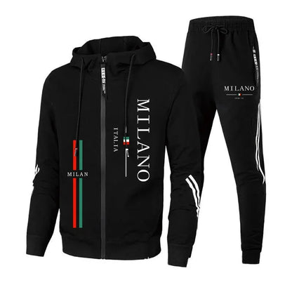 Men's Tracksuit Autumn Winter Daily Fashion Casual Quality Pullover Single Zipper Mens Sweatshirts Hoodies Pants Sports Outdoor
