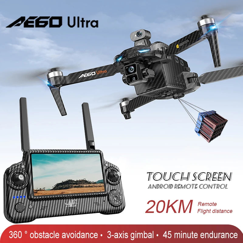 AE60 GPS Professional Drone 4K HD Camera 3-Axis Gimbal Obstacle Avoidance Aerial Brushless 800g Airdrop Security Drone Kids Toys