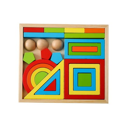 Montessori Wooden Block Toys Baby Building Rainbow Stacking Block Toy for Kids Arch Educational Game Balance Stacking Block Gift